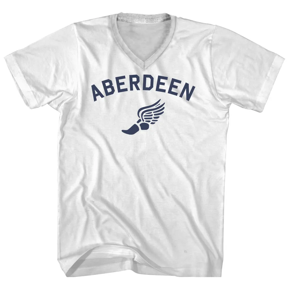 Aberdeen Running Track Winged Foot Adult Cotton V-neck T-shirt