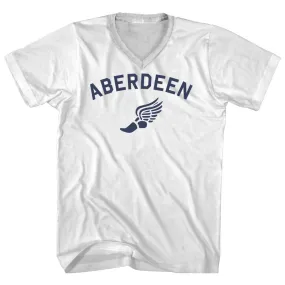 Aberdeen Running Track Winged Foot Adult Cotton V-neck T-shirt