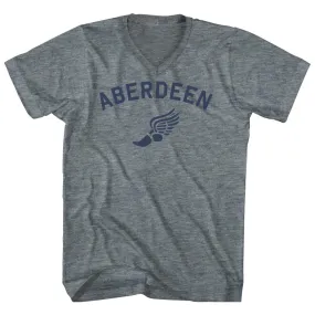 Aberdeen Running Track Winged Foot Tri-Blend V-neck Womens Junior Cut T-shirt