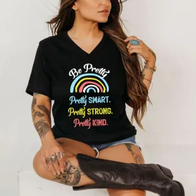 Be Pretty School Counselor Psychology Shirt | Girl Power Psychologist Gift | Unisex Jersey V-neck T-shirt