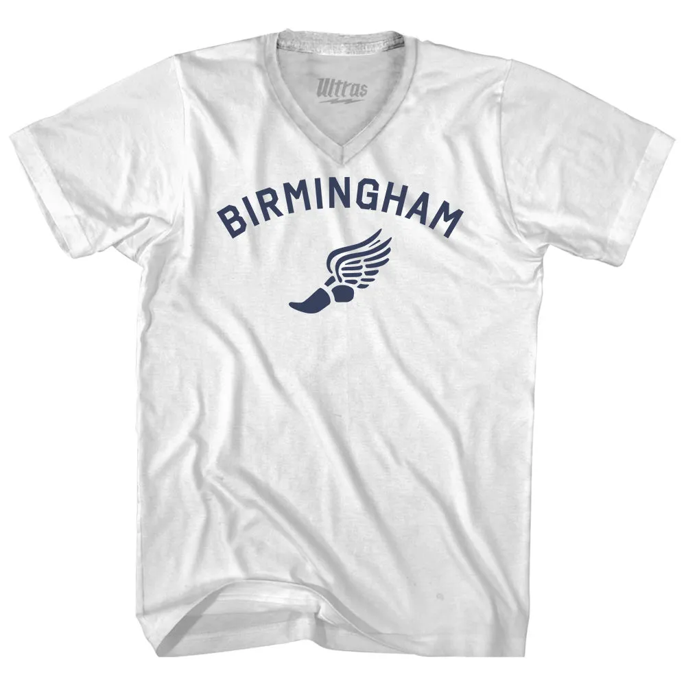 Birmingham Running Track Winged Foot-Adult Cotton V-neck T-shirt