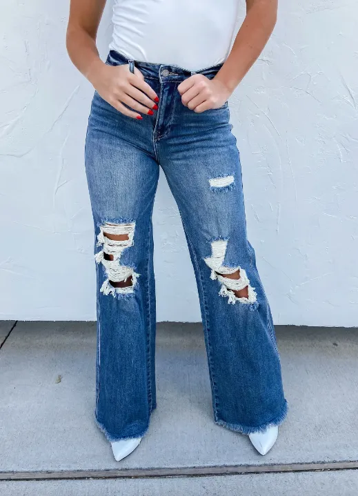 Blakeley Distressed Wide Leg Jeans