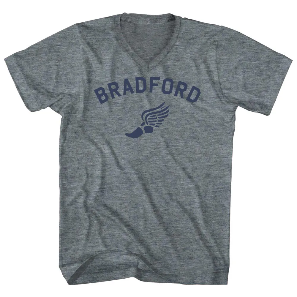 Bradford Running Track Winged Foot Tri-Blend V-neck Womens Junior Cut T-shirt