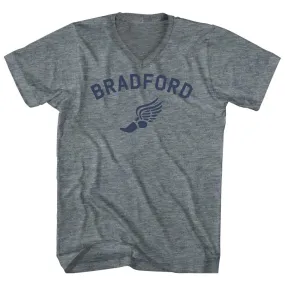Bradford Running Track Winged Foot Tri-Blend V-neck Womens Junior Cut T-shirt