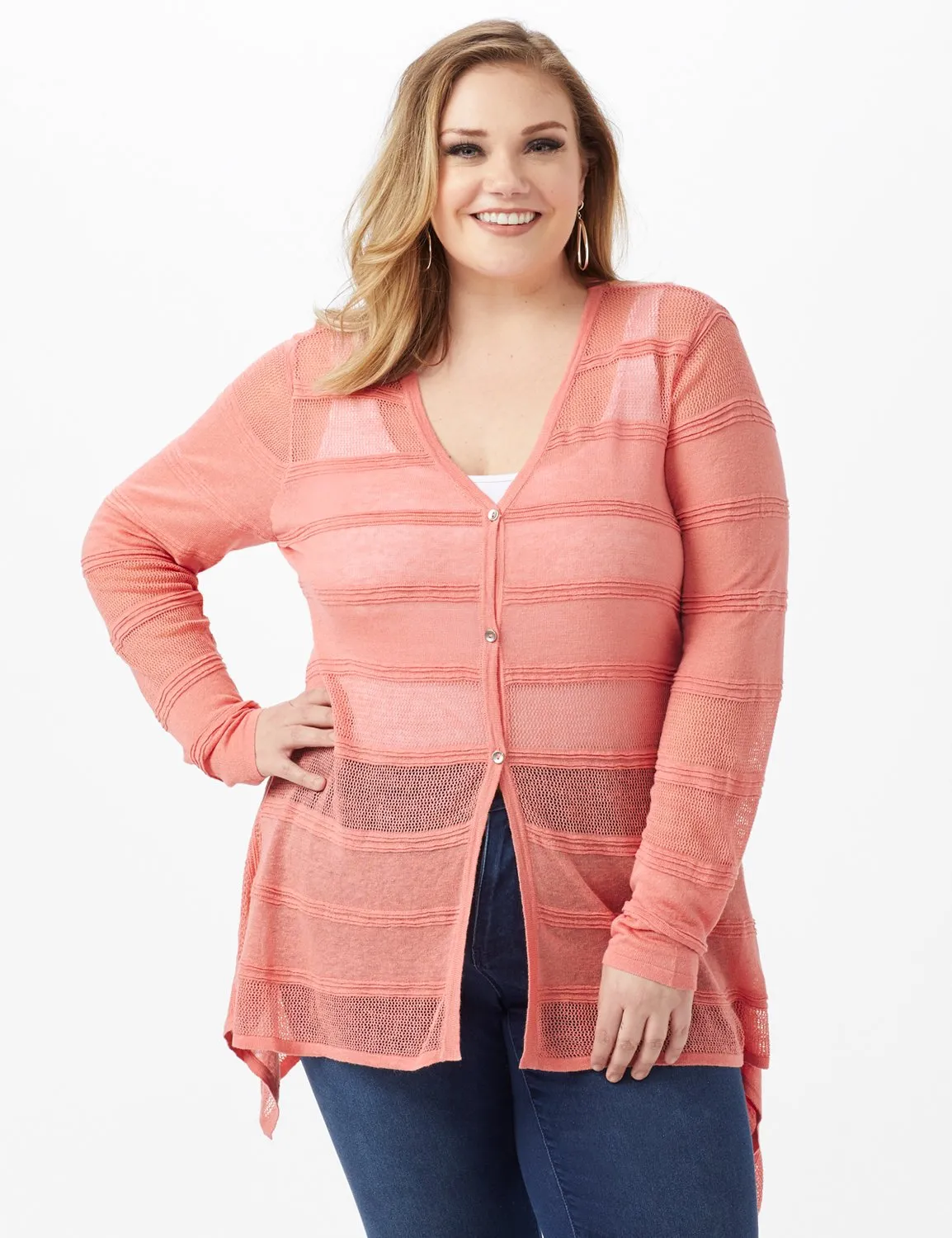 Button Front Sharkbite Cardigan