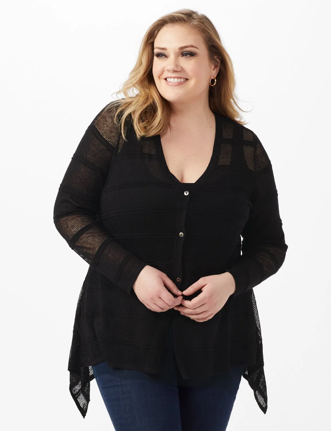 Button Front Sharkbite Cardigan