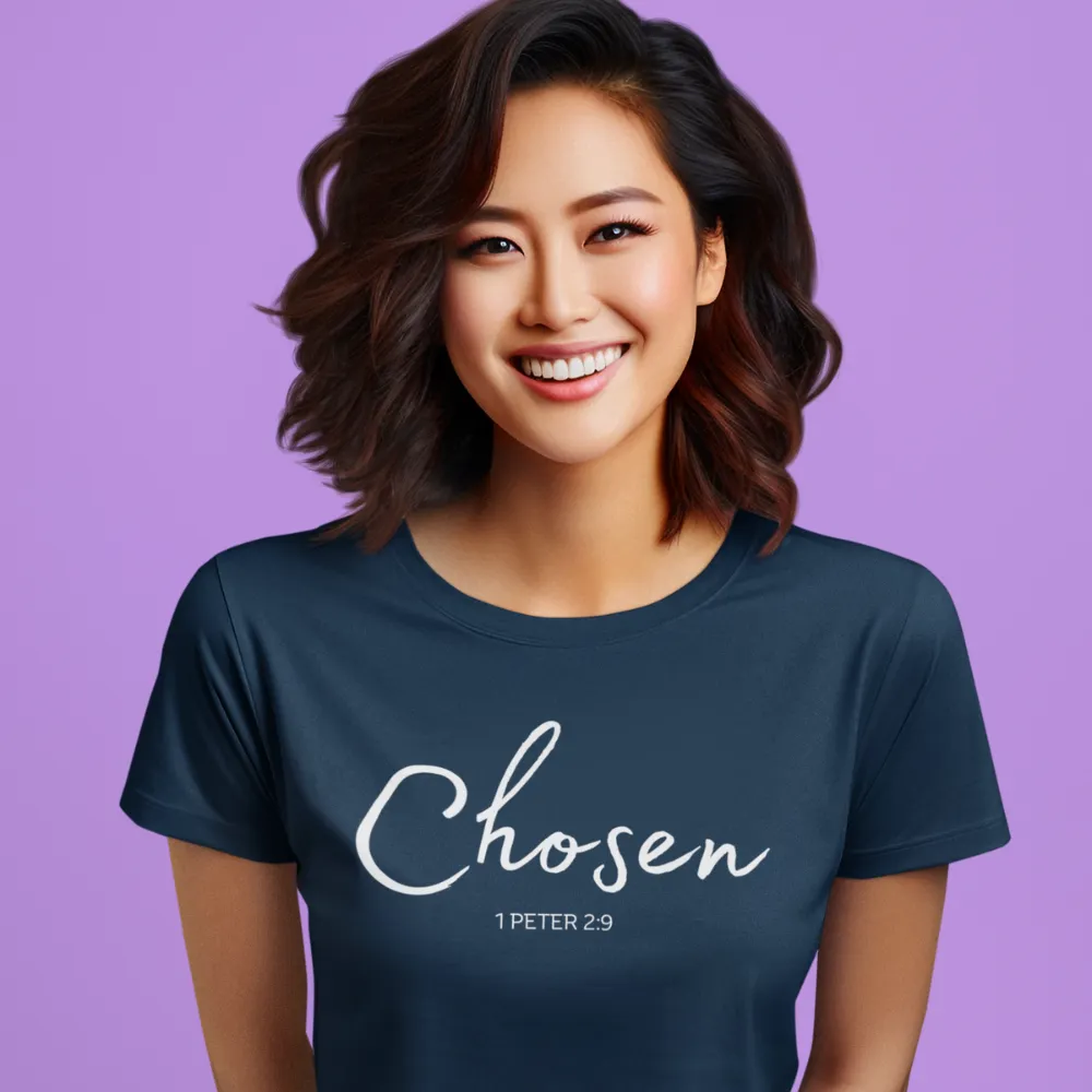 Chosen white text Chosen (1 Peter 2:9) T-Shirt Words of Faith series (white Text)