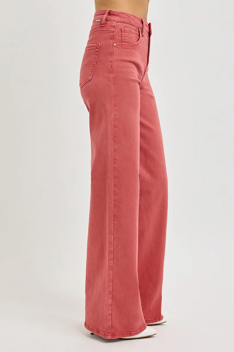 Full Size High Rise Tummy Control Wide Leg Jeans