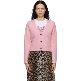 GANNI Pink Wool and Alpaca Cardigan