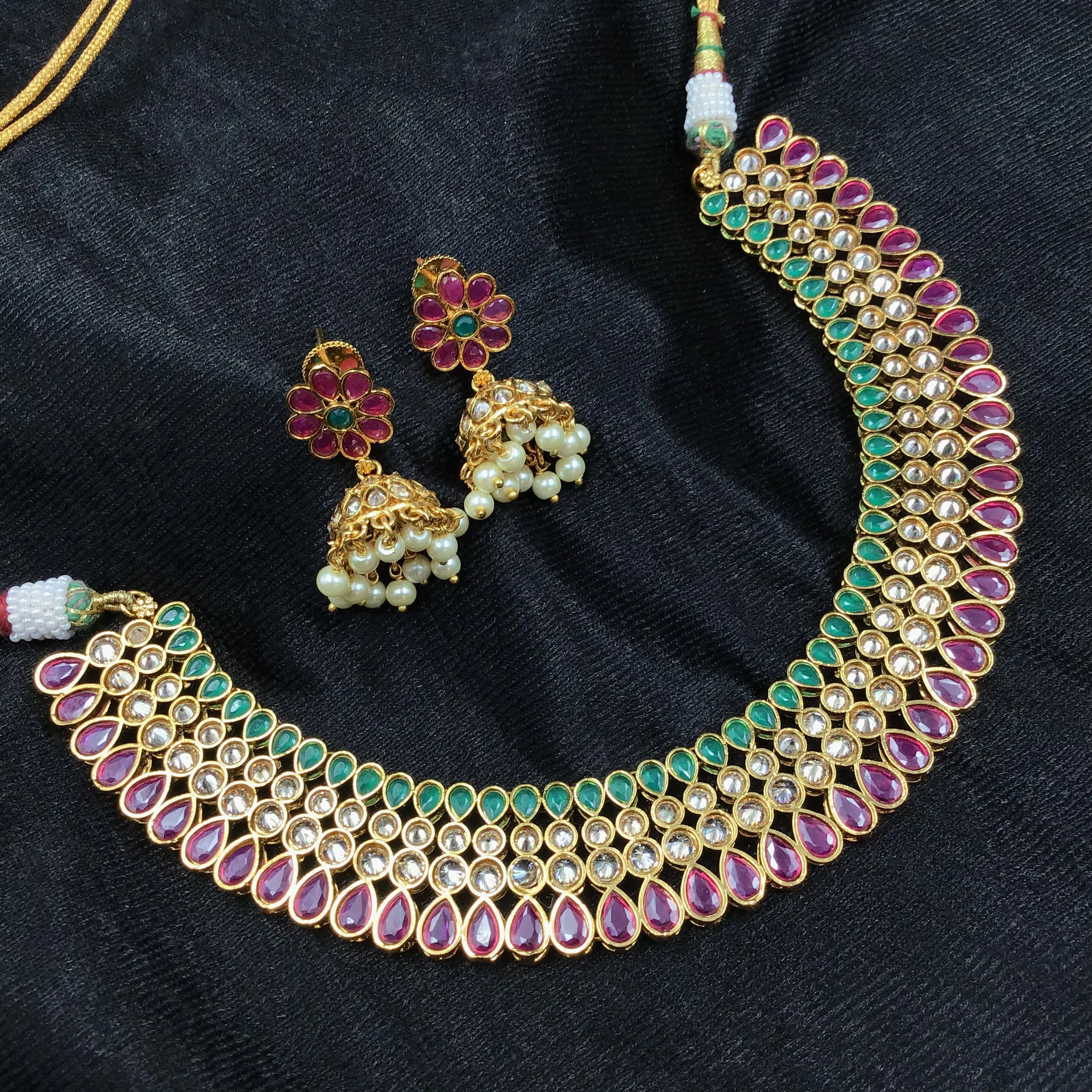 Gold Plated Round Necklace Set 1596-01