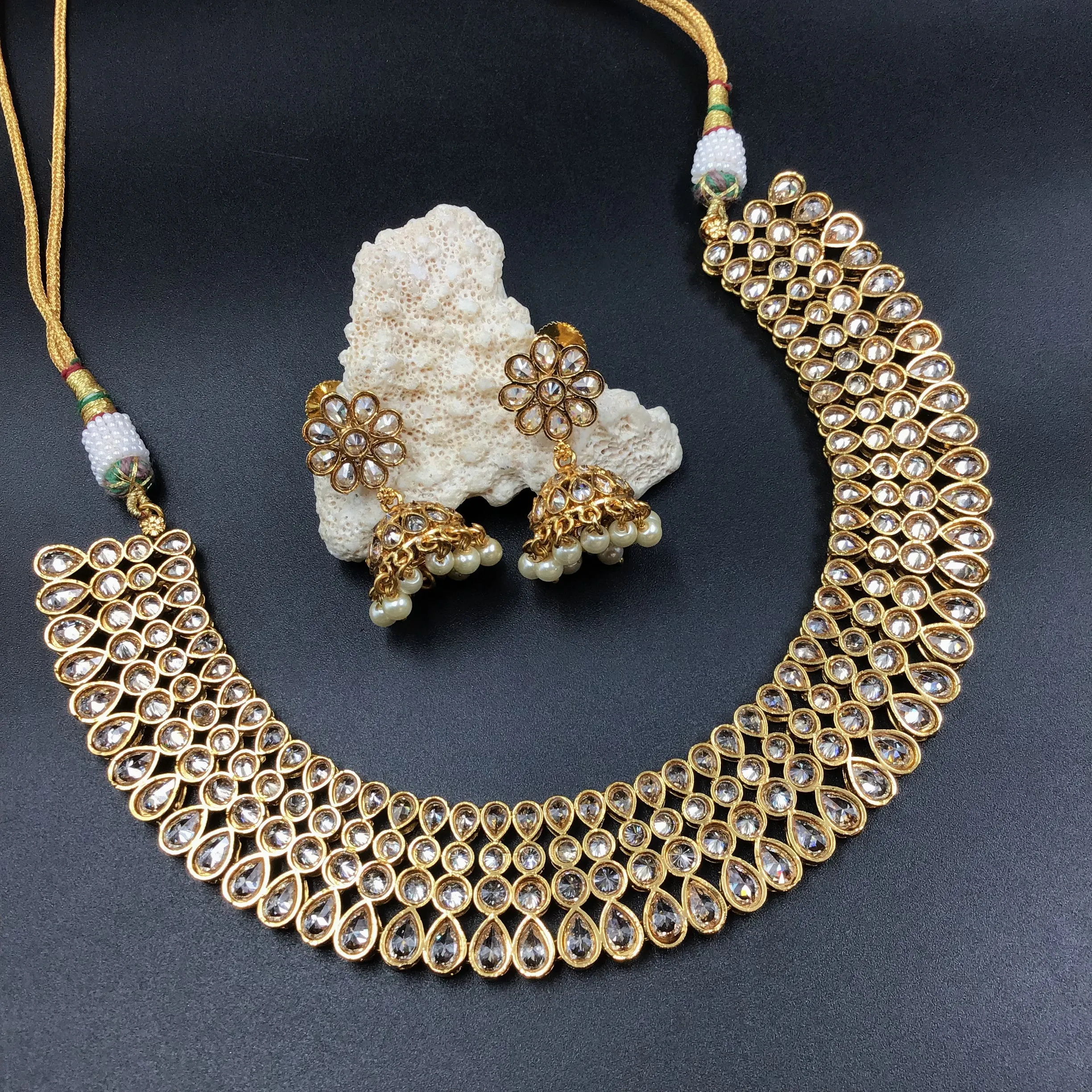 Gold Plated Round Necklace Set 1596-01