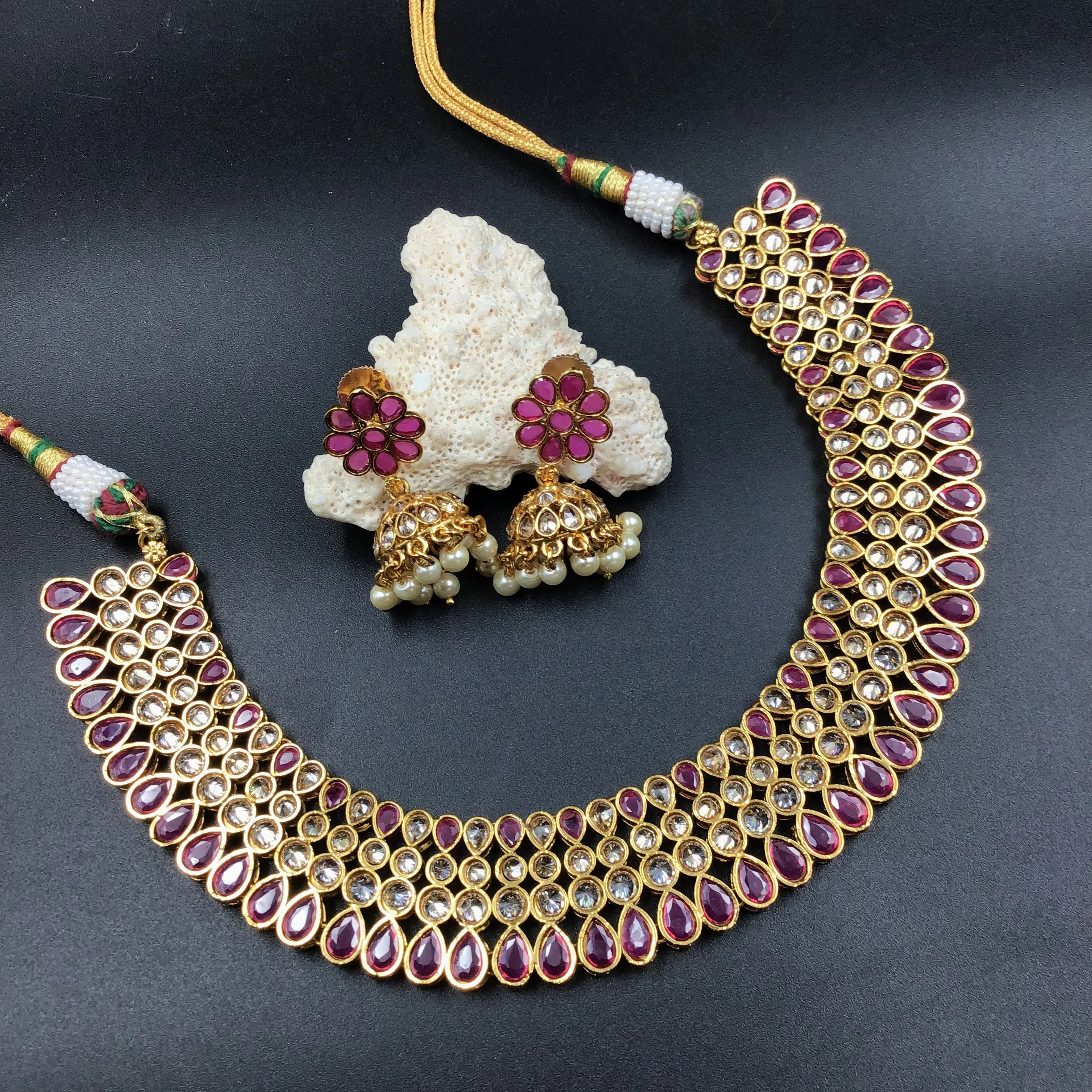Gold Plated Round Necklace Set 1596-01