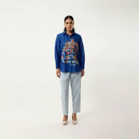 HOUSE EMB SHIRT WITH STRIPED PANTS