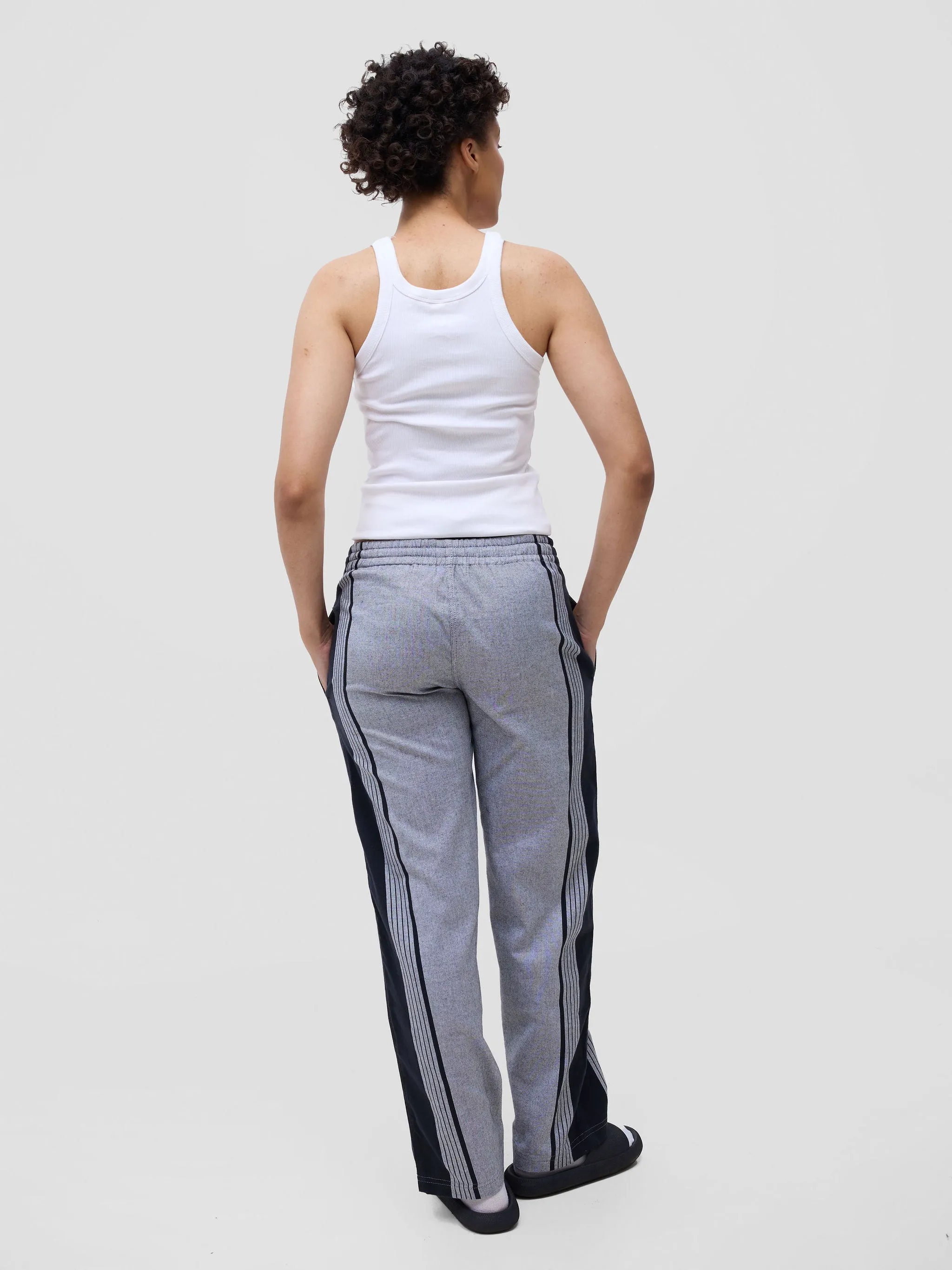 KIKOY TROUSERS IN GREY BLACK STRIPE