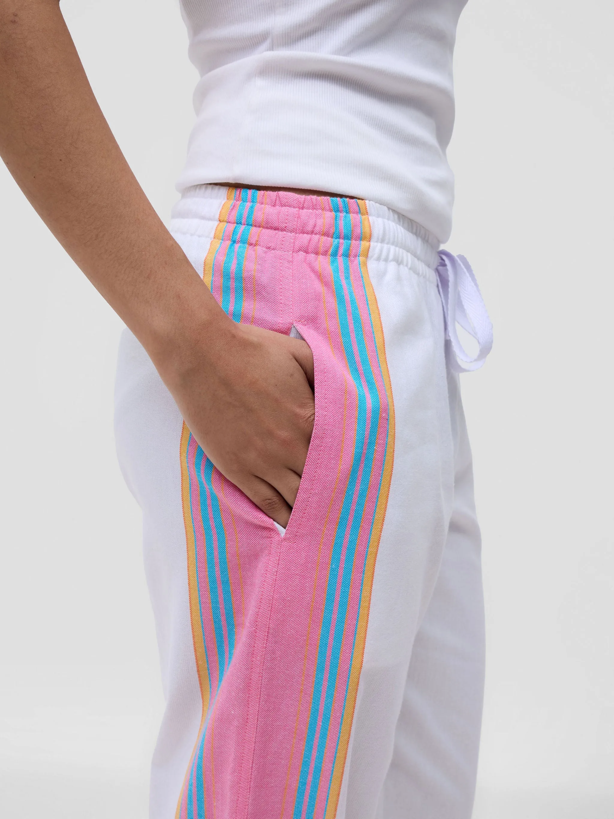 KIKOY TROUSERS IN WHITE PINK STRIPE