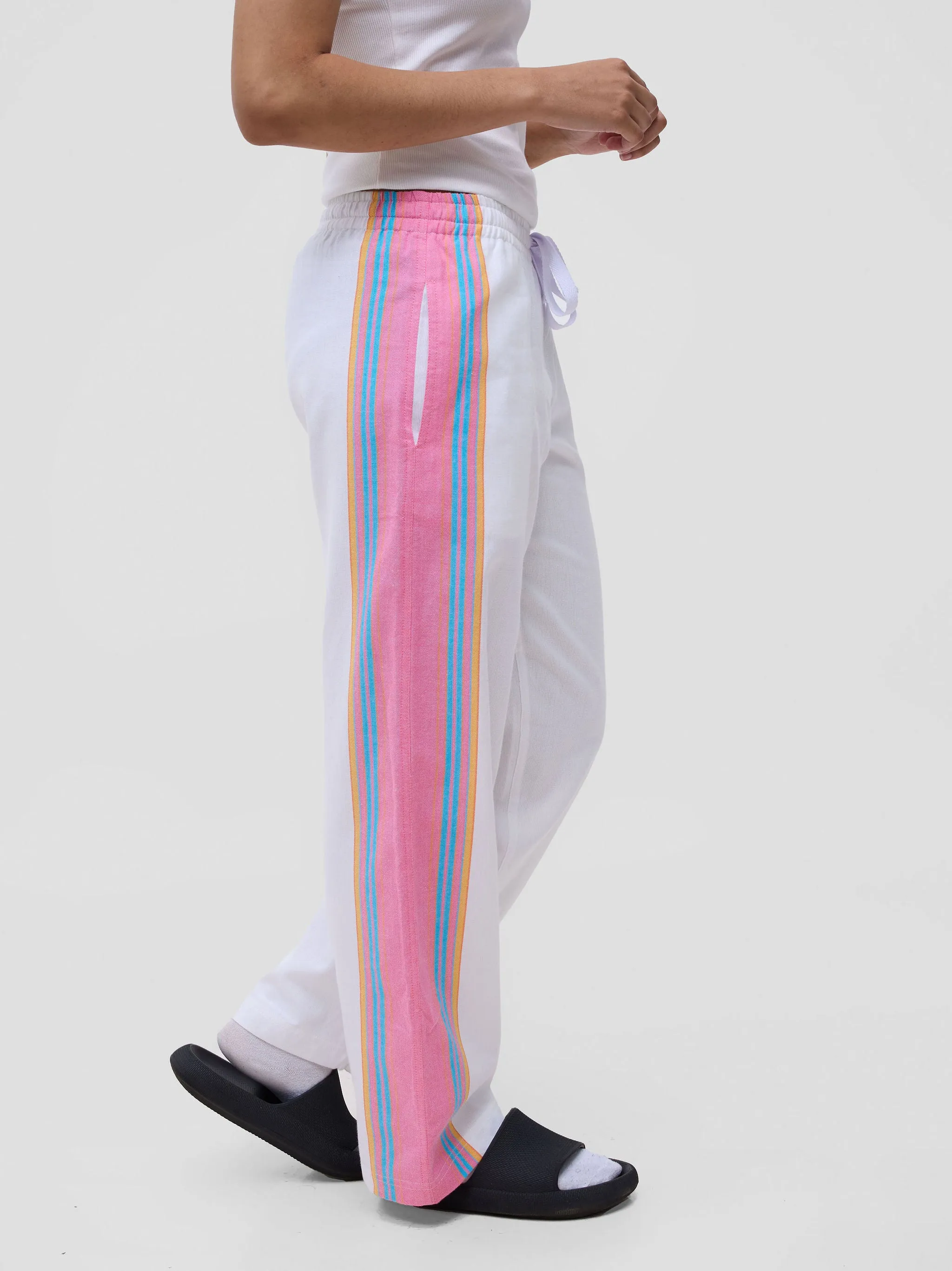 KIKOY TROUSERS IN WHITE PINK STRIPE