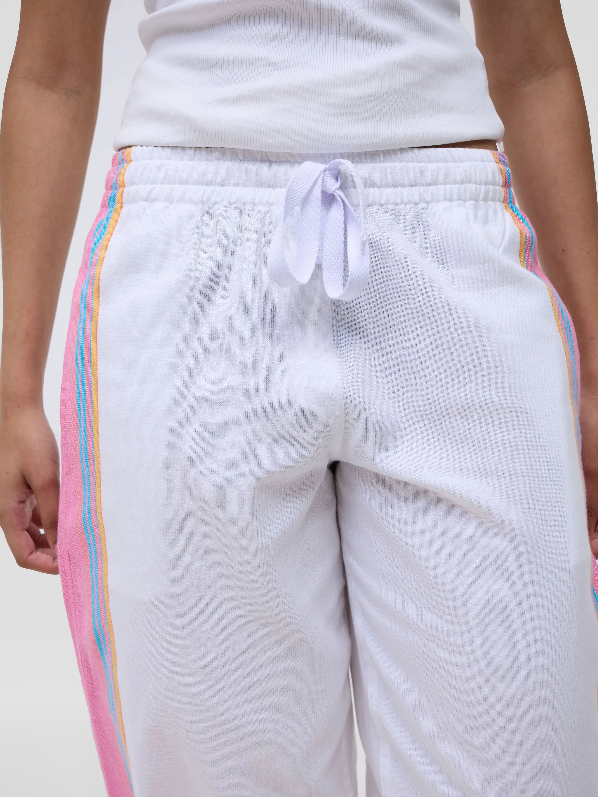KIKOY TROUSERS IN WHITE PINK STRIPE