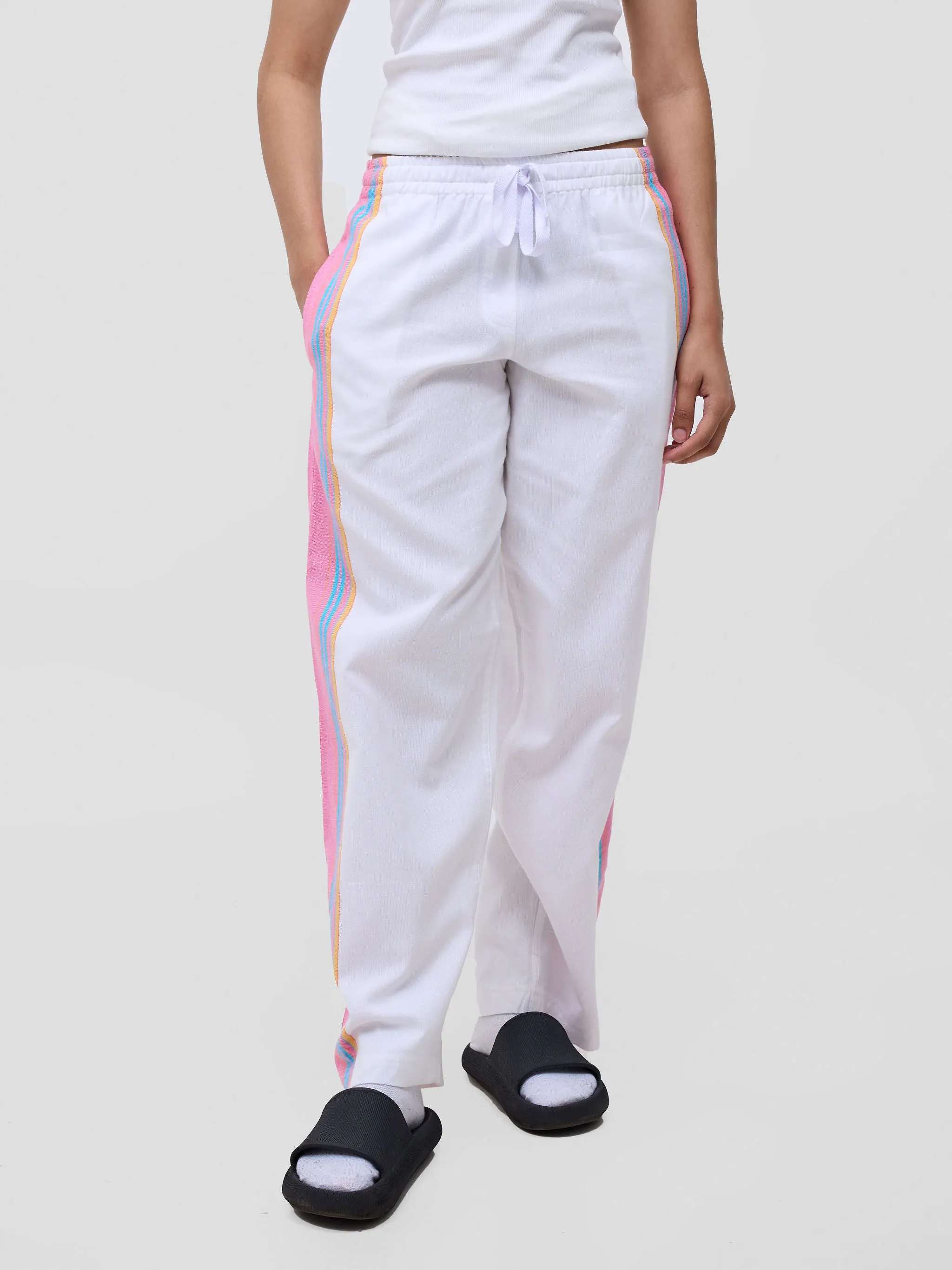 KIKOY TROUSERS IN WHITE PINK STRIPE