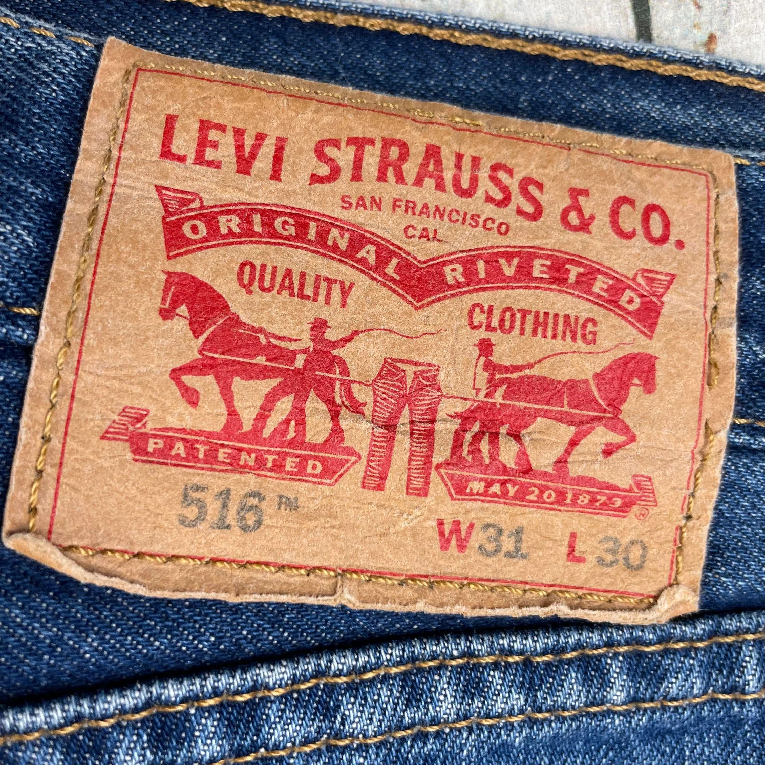 Levis 516 Straight Leg Denim Jeans - Size 31/30