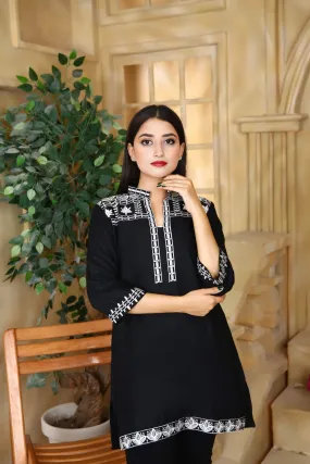 Linen Embroidered Short Kurti for Women | Buy Online USA – IshDeena