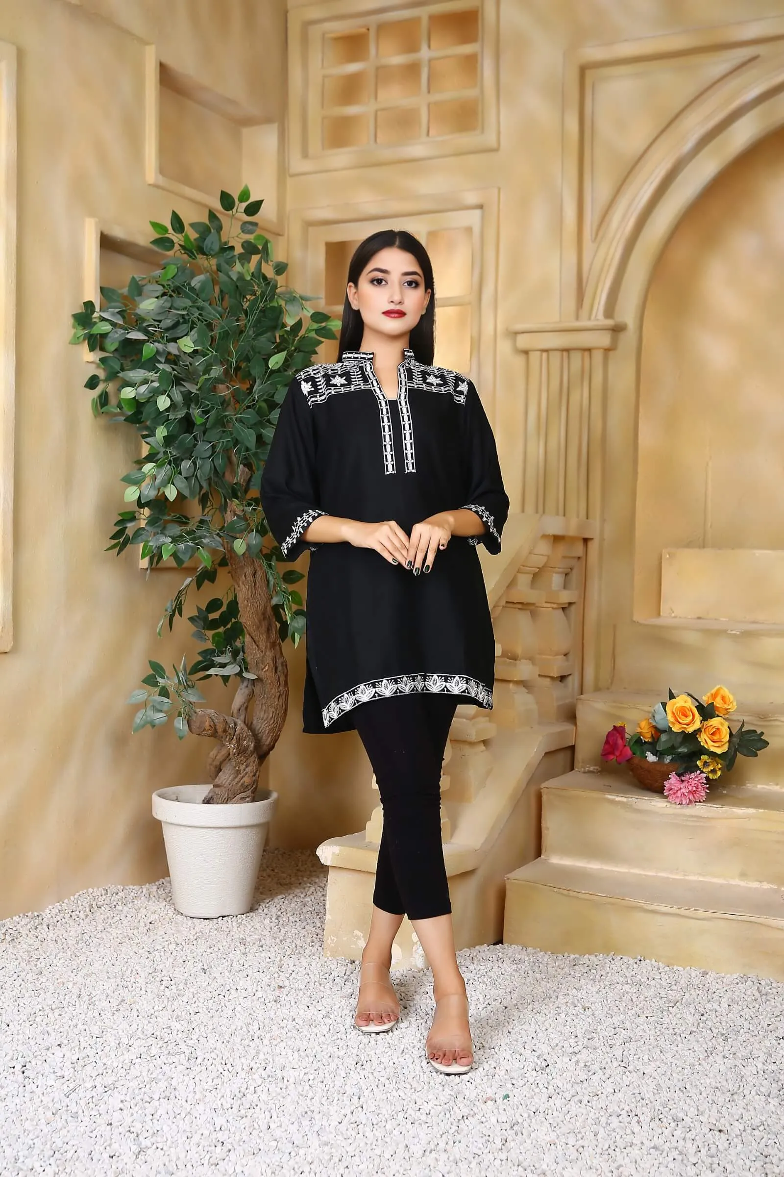 Linen Embroidered Short Kurti for Women | Buy Online USA – IshDeena