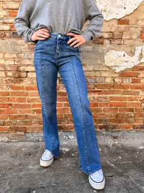Marleigh Front Seam High Rise Wide Leg Jeans
