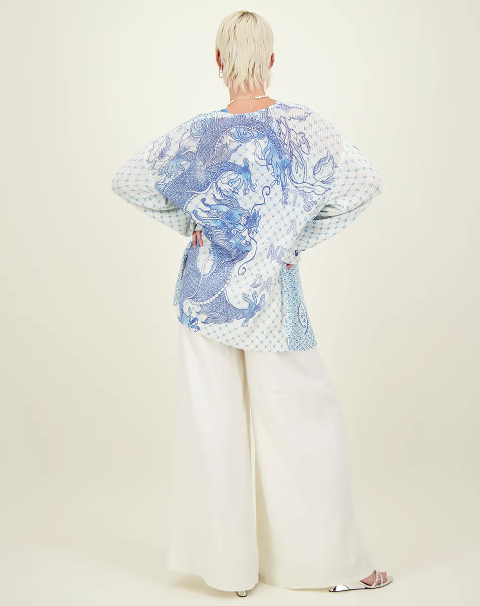 Me369 Victoria Amalfi Linen Printed Cardigan