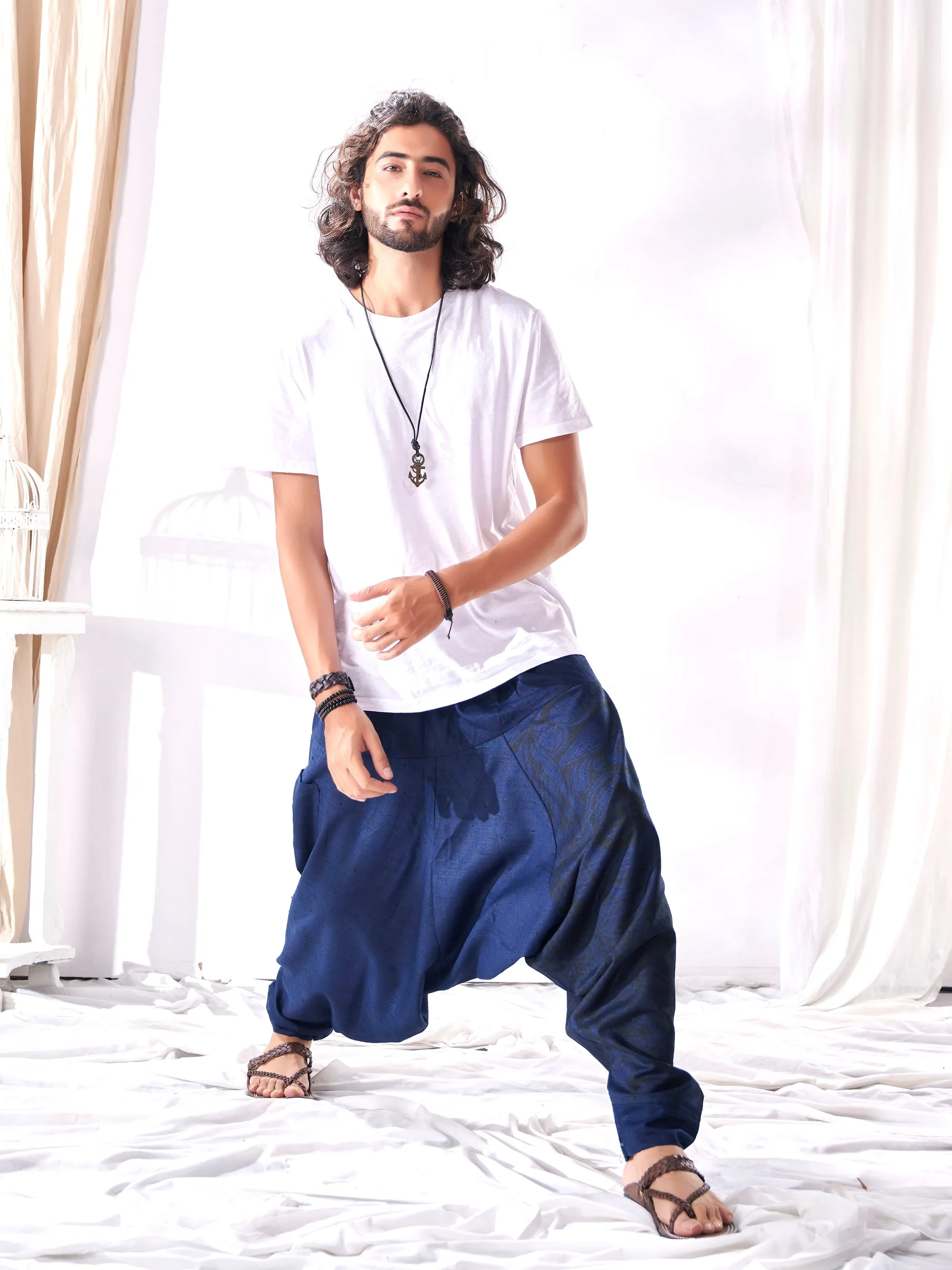 Men's Casual Hippy Boho Baggy Tibetan Harem Pant For Yoga Dance Travel Track