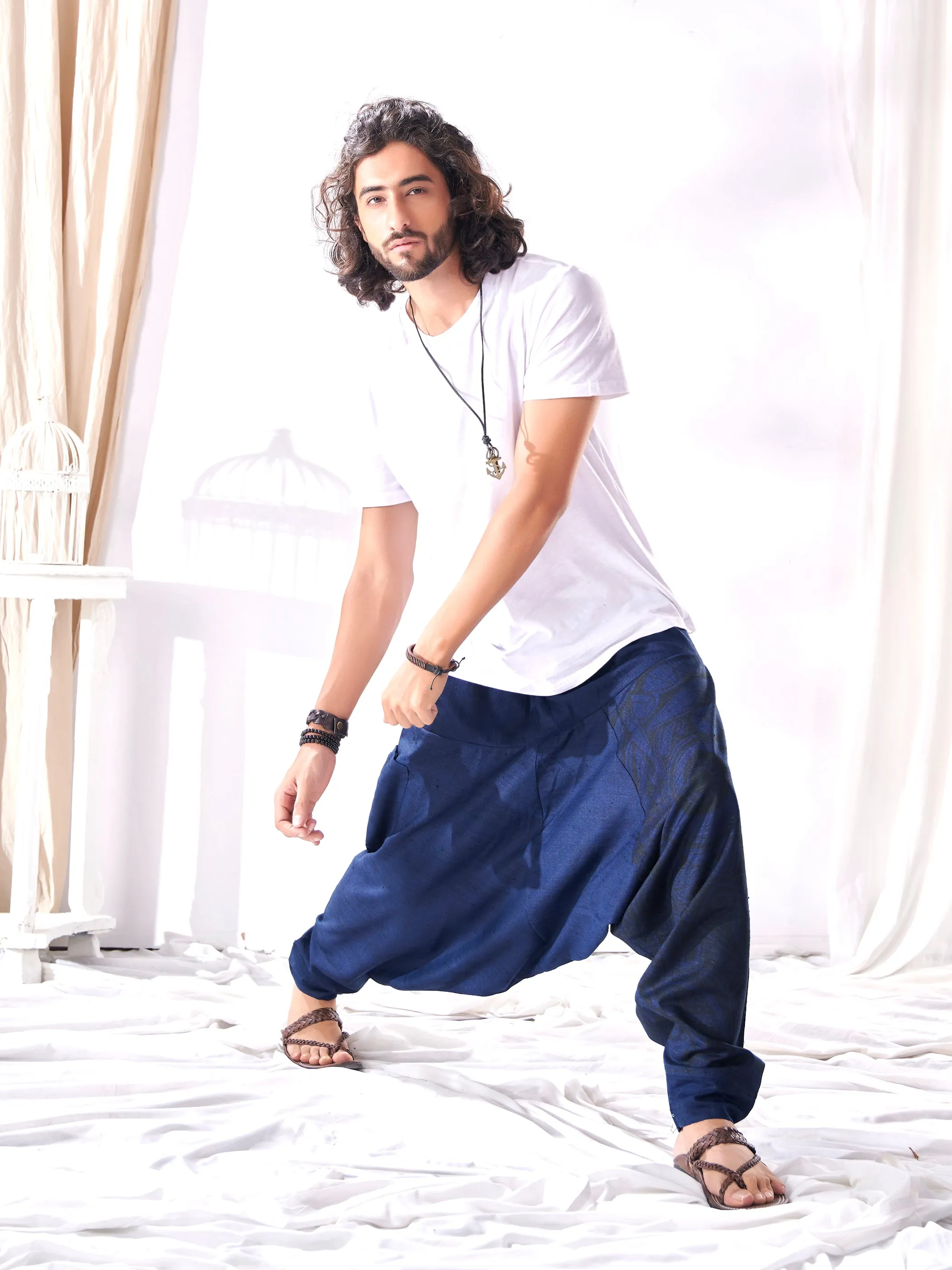 Men's Casual Hippy Boho Baggy Tibetan Harem Pant For Yoga Dance Travel Track
