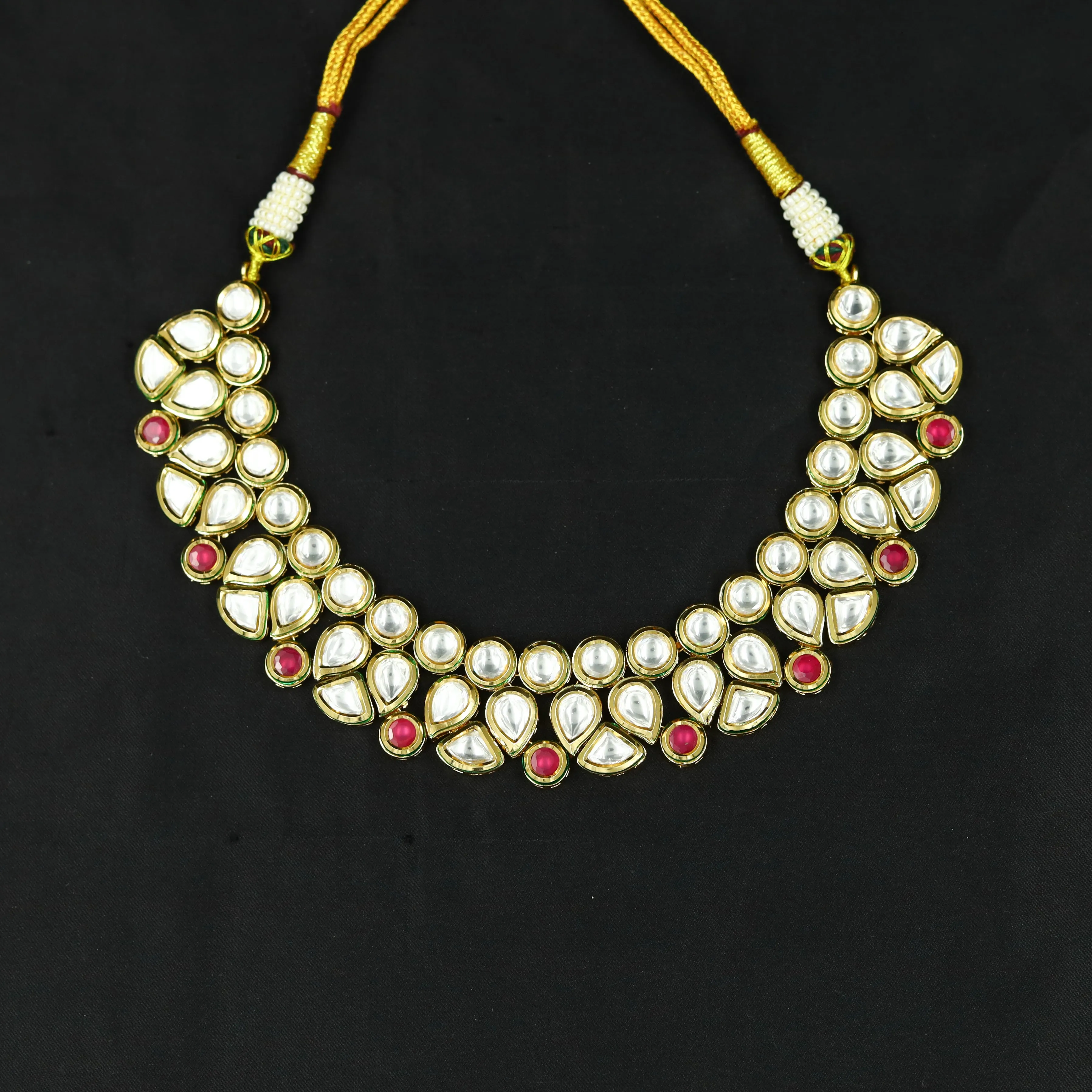 Round Neck Kundan Necklace Set 13042-34