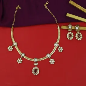 Round Neck Kundan Necklace Set 16034-87