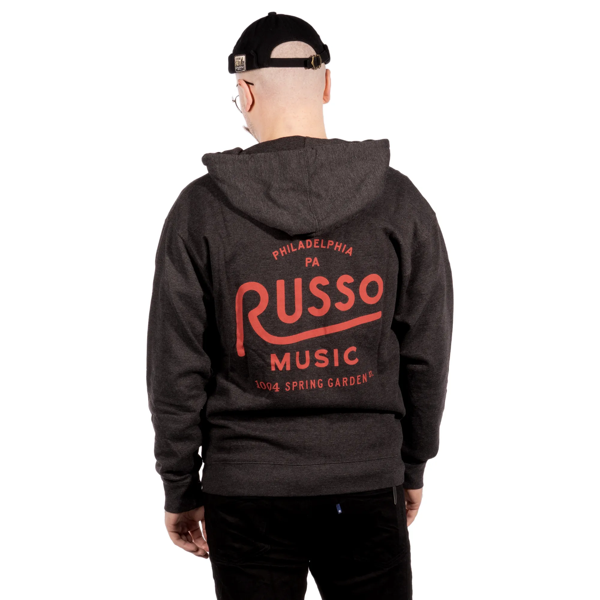 Russo Music Philly Spring Garden Logo Hoodie, Charcoal Heather