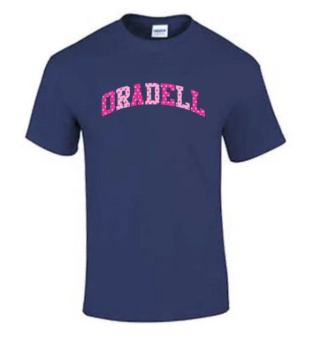 Short Sleeve T-Shirt <br>NAVY w/ PINK DOTS