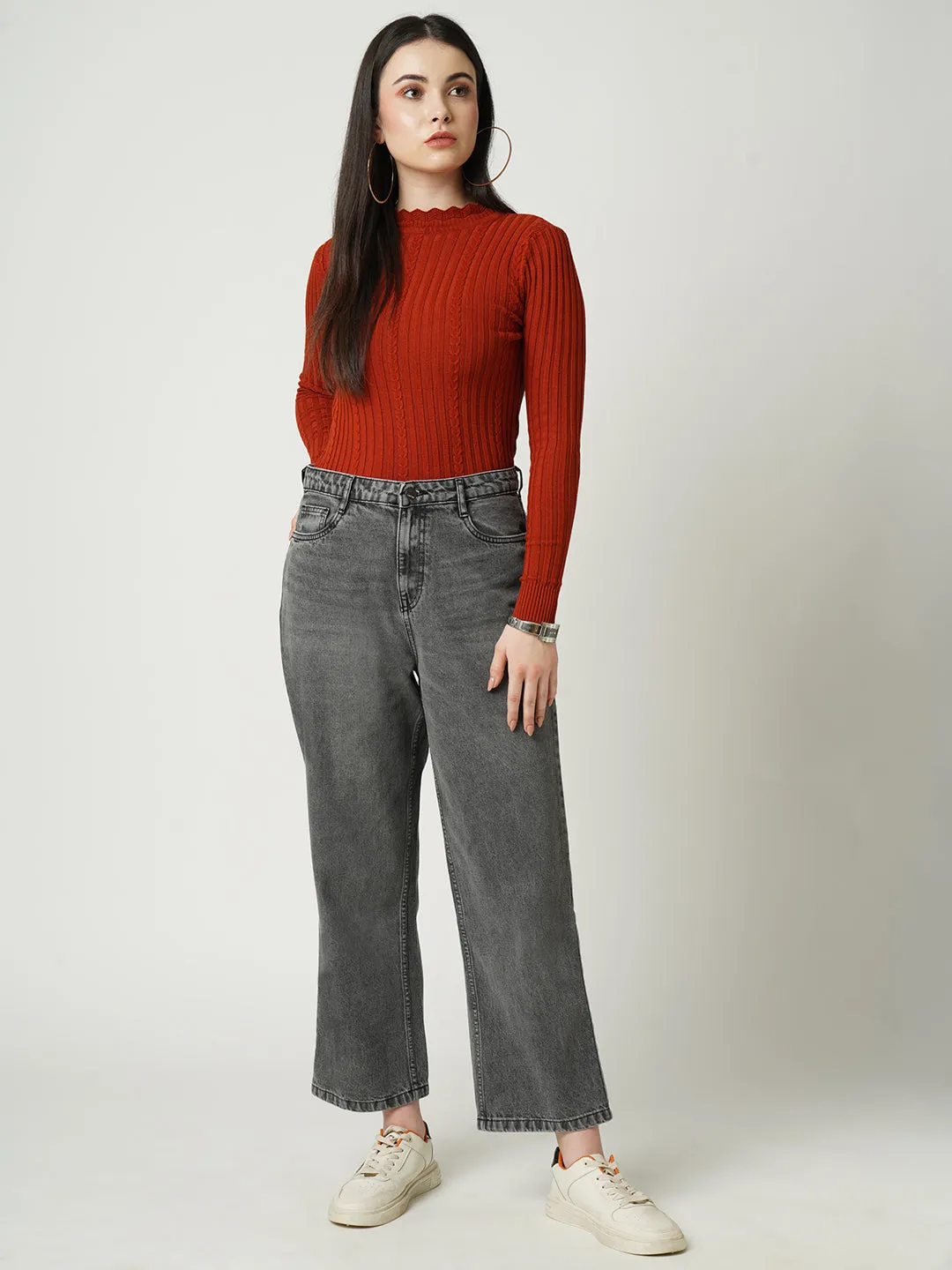 Women High-Rise Loose Straight Fit Jeans